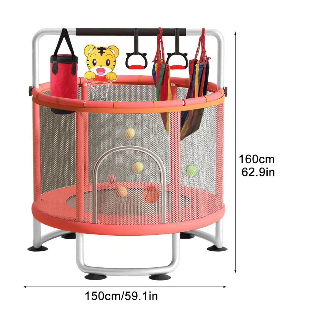 🤸♂️ Adjustable Kids Trampoline with Safety Net & Ocean Balls