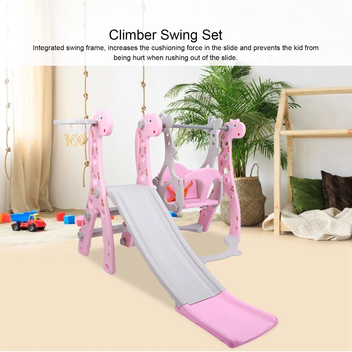 π 3-in-1 Toddler Slide & Swing Set with Basketball Hoop β Indoor & Outdoor Fun