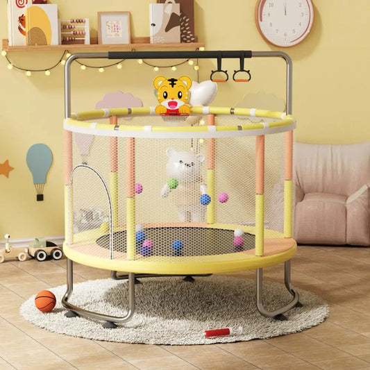 🏀 5FT Kids Trampoline with Basketball Hoop, Swing & Ocean Balls