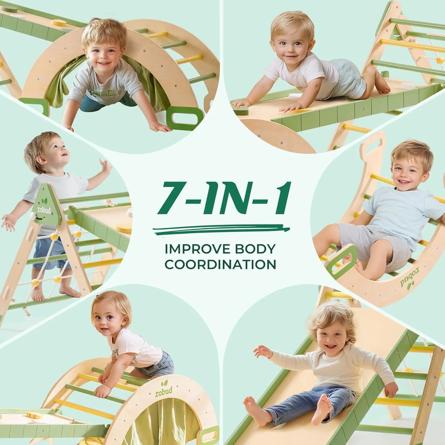 π§ 7-in-1 Foldable Wooden Climbing Set by Robotime β Montessori Indoor Adventure Toy
