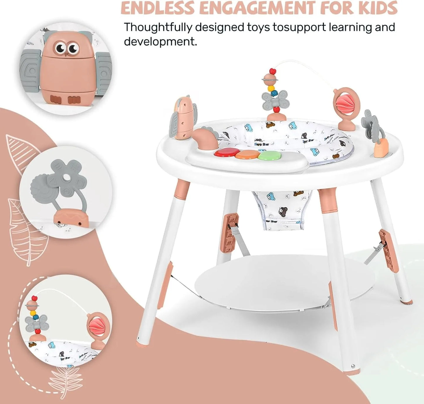 🧩 3-in-1 Baby Activity Center with Detachable Toys & 360° Rotating Seat