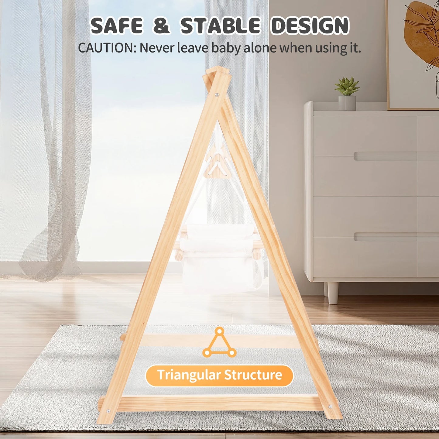 🎠 Adjustable Wooden Kids Swing – Indoor & Outdoor Hanging Toy Seat