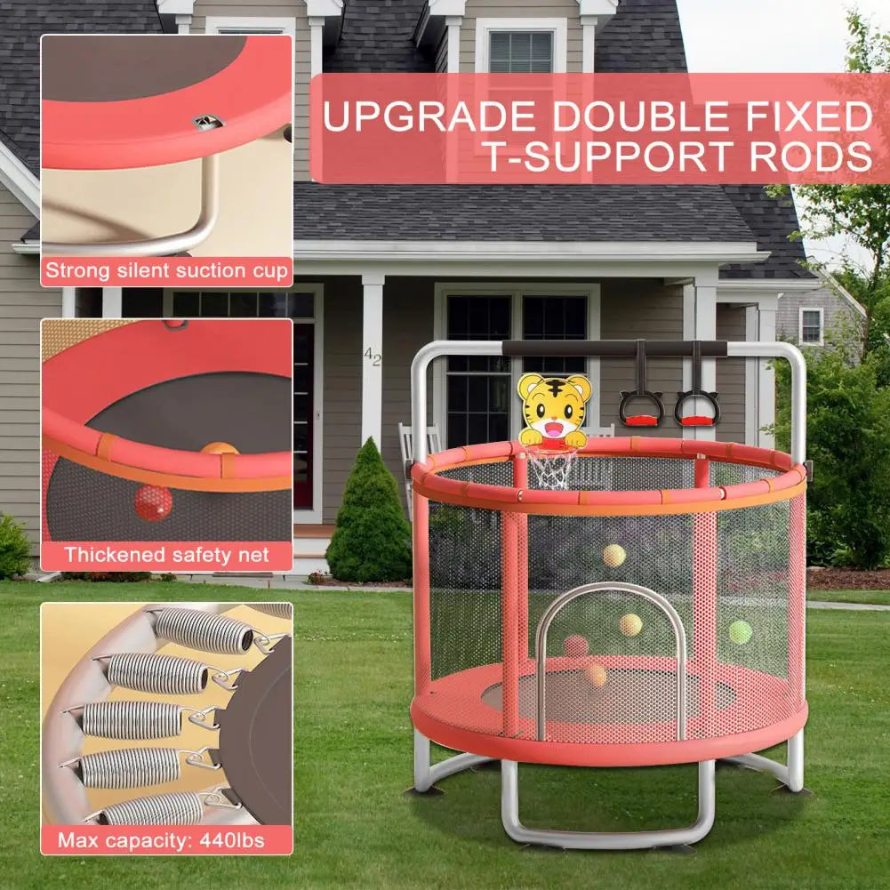 🤸‍♂️ Adjustable Kids Trampoline with Safety Net & Ocean Balls