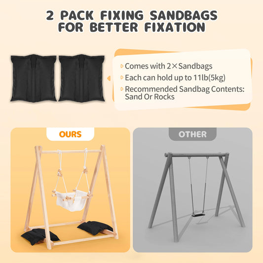 🎠 Adjustable Wooden Kids Swing – Indoor & Outdoor Hanging Toy Seat