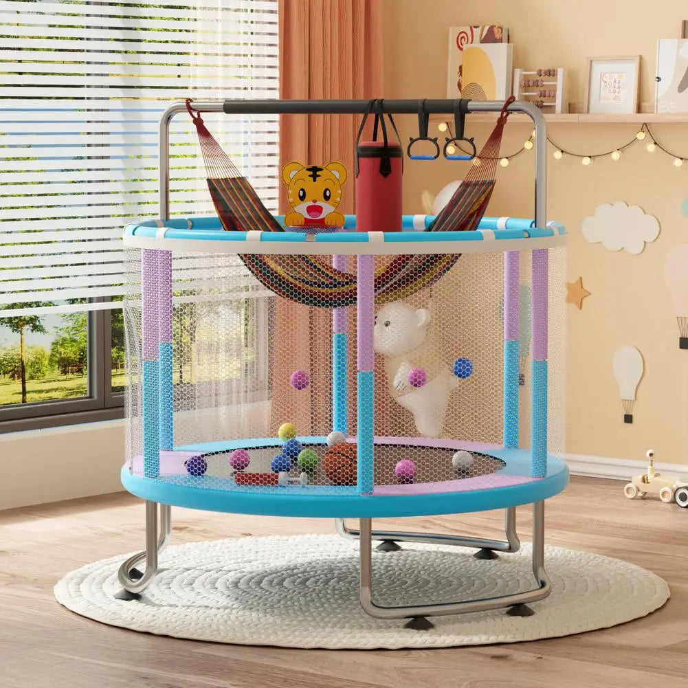 🏀 5FT Kids Trampoline with Basketball Hoop, Swing & Ocean Balls