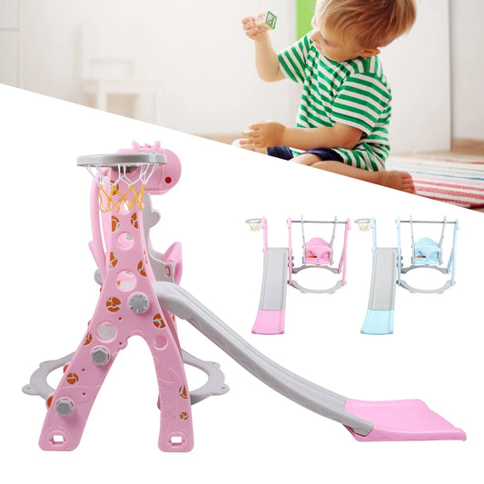 🛝 3-in-1 Toddler Slide & Swing Set with Basketball Hoop – Indoor & Outdoor Fun